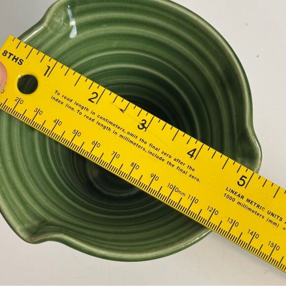 Vintage 3.5” Green Studio Pottery Vase with Flower Frog Signed 1995 - Picture 6 of 6